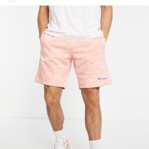 Champions men's pink/orange french terry elastic/drawstring waist shorts size me